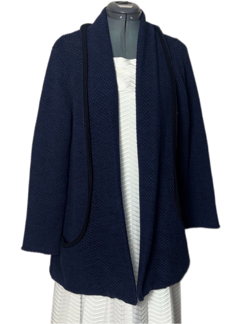 Habitat Open-Front Knit Cardigan slouchy Sweater in Navy Blue Women's Size Large